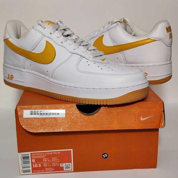Nike Air Force 1 Low Retro QS Shoes Sz 9 "Waterproof" White Gold FD7039-100 NEW - Picture 10 of 10